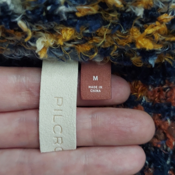 Pilcro Anthropologie sweater cardigan with pockets - orange, blue, white - Picture 14 of 15